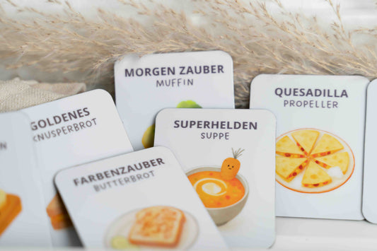 Mealomat Turborezepte-Set für den Wochenplaner – Magnet-Rezepttafeln für schnelle Kinderernährung.