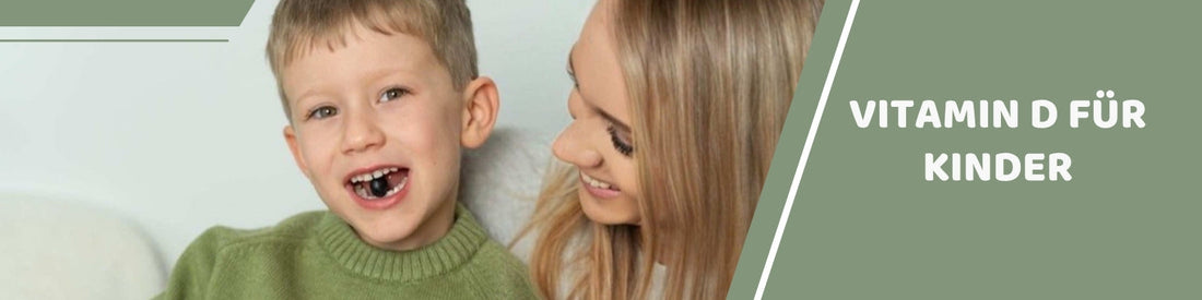 Kind und Mutter draußen, Banner: Vitamin D für Kinder