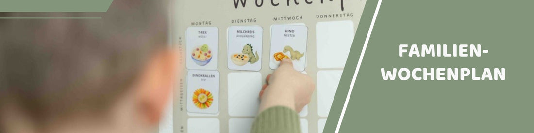 Kind am Mealomat-Wochenplaner, Banner: Familien-Wochenplan