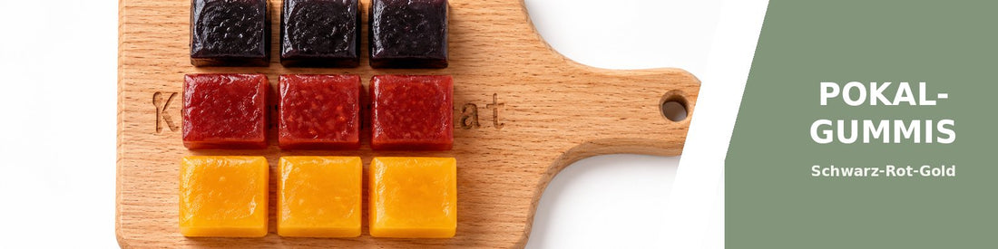 Mealomat Blogbanner: Pokal-Gummis, Frucht-Gummis in Schwarz-Rot-Gold