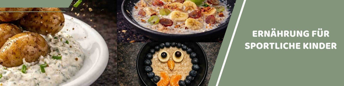 Mealomat Blogbanner zum Beitrag „Ernährung für sportliche Kinder“ mit gesunden Gerichten für aktive Kinder