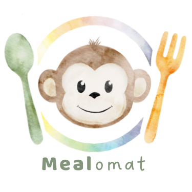 Mealomat Logo und Text | Gesundes Essen für Familien leicht gemacht.